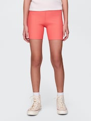 Gap Coral Pink Rib Biker Shorts (4-13yrs) - Image 1 of 5