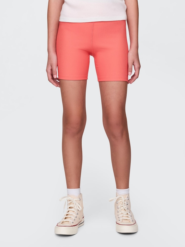Gap Coral Pink Rib Biker Shorts (4-13yrs) - Image 1 of 5