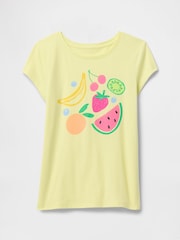 Gap Yellow Fruit Cotton Short Sleeve Crew Neck Graphic T-Shirt (4-13yrs) - Image 1 of 3