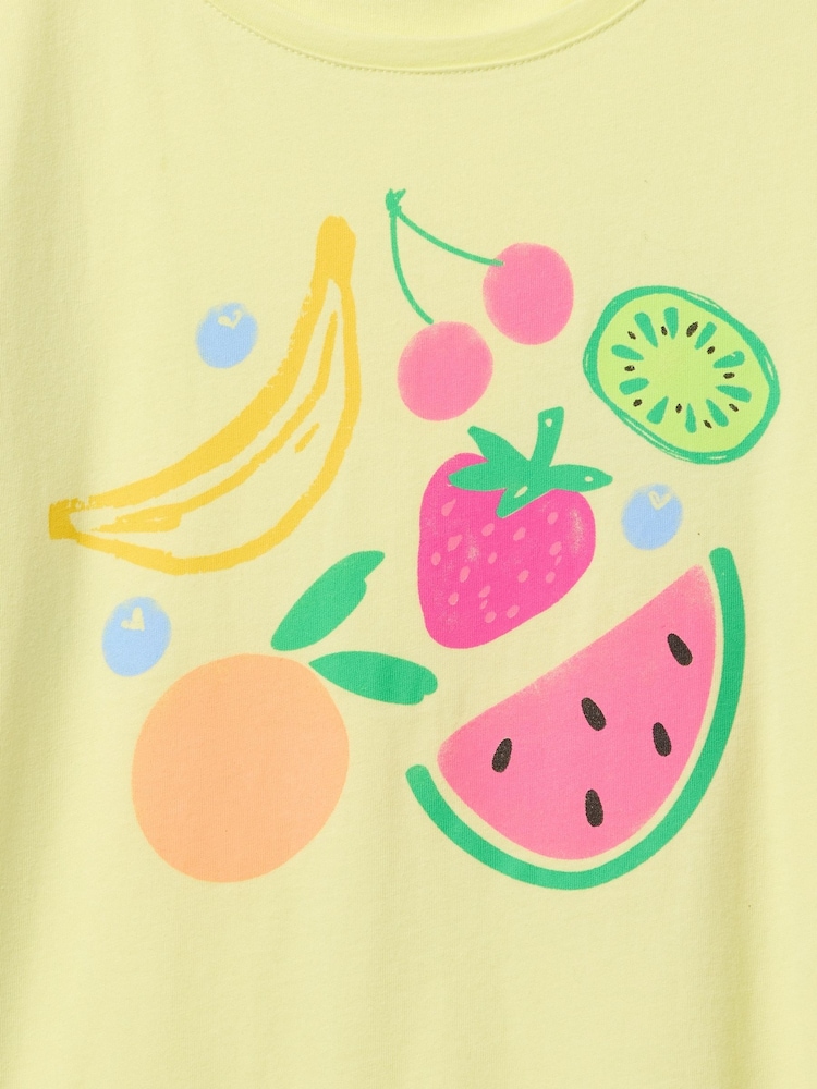 Gap Yellow Fruit Cotton Short Sleeve Crew Neck Graphic T-Shirt (4-13yrs) - Image 3 of 3