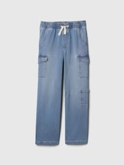 Gap Blue High Rise Wide Leg Cargo Pull On Jeans (4-13yrs) - Image 1 of 4