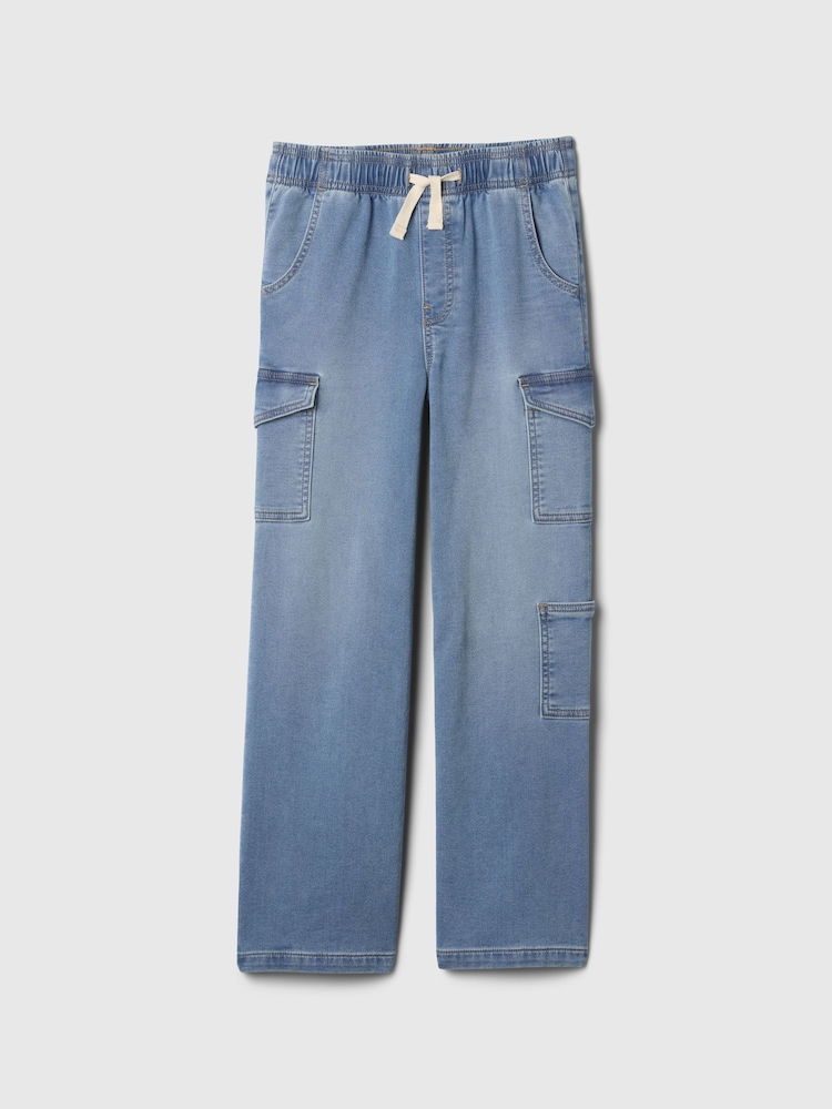 Gap Blue High Rise Wide Leg Cargo Pull On Jeans (4-13yrs) - Image 1 of 4