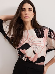 Phase Eight Black Antonia Print Top - Image 5 of 6