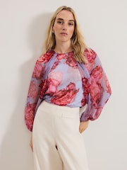 Phase Eight Blue Amara Silk Blouse - Image 1 of 7