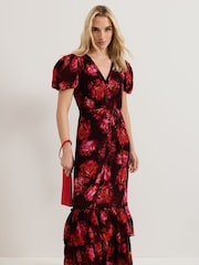 Phase Eight Black Amaris Floral Dress - Image 3 of 8