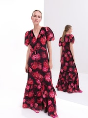 Phase Eight Black Amaris Floral Dress - Image 7 of 8