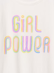 Gap White Girl Power Graphic Short Sleeve Crew Neck T-Shirt (4-13yrs) - Image 3 of 3