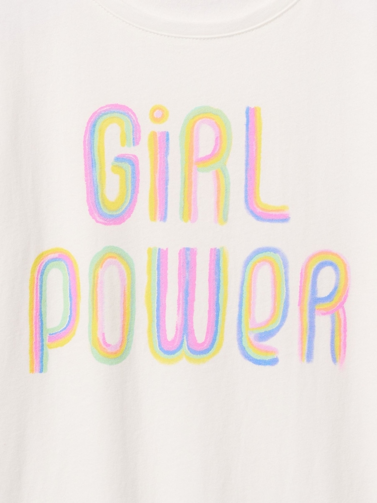 Gap White Girl Power Graphic Short Sleeve Crew Neck T-Shirt (4-13yrs) - Image 3 of 3