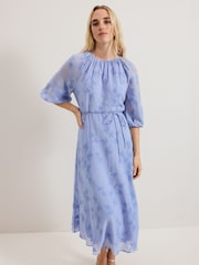Phase Eight Blue Liona Floral Dress - Image 3 of 7