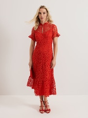 Phase Eight Red Lula Lace Dress - Image 1 of 7