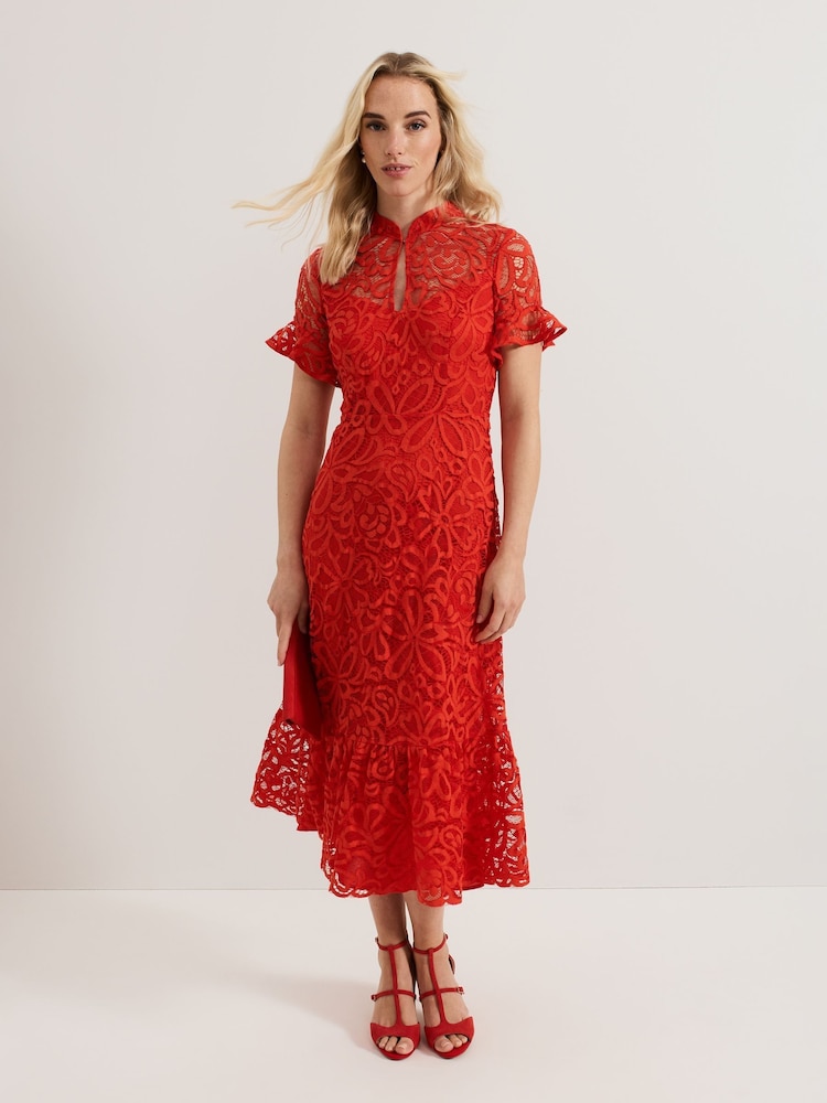 Phase Eight Red Lula Lace Dress - Image 1 of 7