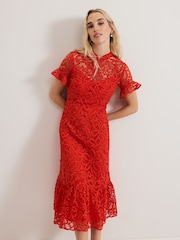 Phase Eight Red Lula Lace Dress - Image 3 of 7