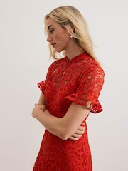 Phase Eight Red Lula Lace Dress - Image 5 of 7