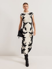 Phase Eight Black Beth Jacqaurd Dress - Image 1 of 7