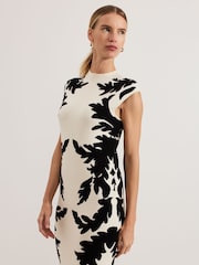 Phase Eight Black Beth Jacqaurd Dress - Image 4 of 7