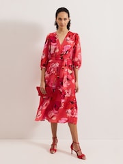 Phase Eight Red T Bar Sandals - Image 6 of 7