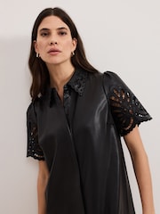 Phase Eight Black Cutwork PU Dress - Image 4 of 6