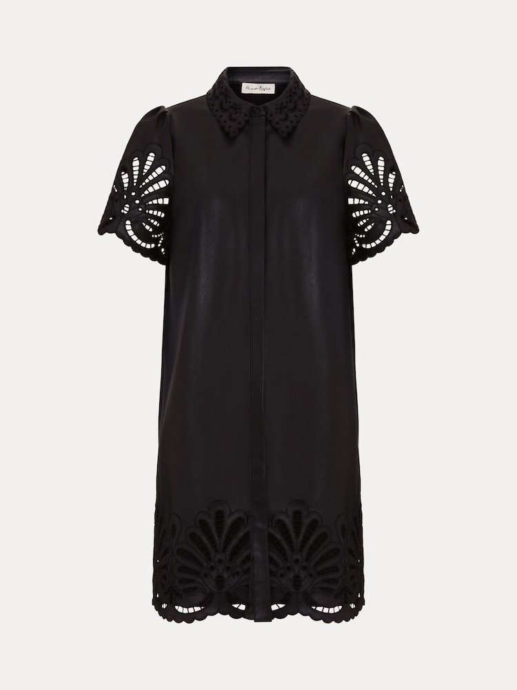 Phase Eight Black Cutwork PU Dress - Image 6 of 6