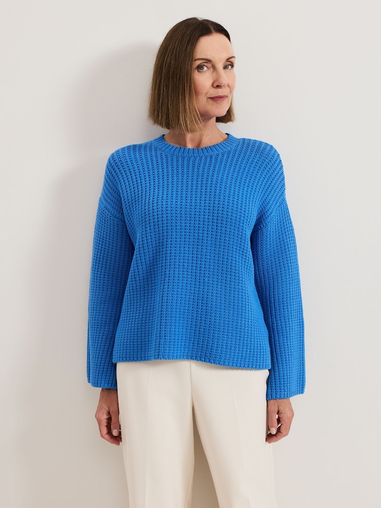 Phase Eight Blue Gabby Textured Knit Jumper - Image 1 of 7