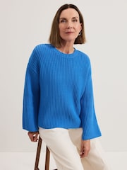 Phase Eight Blue Gabby Textured Knit Jumper - Image 4 of 7