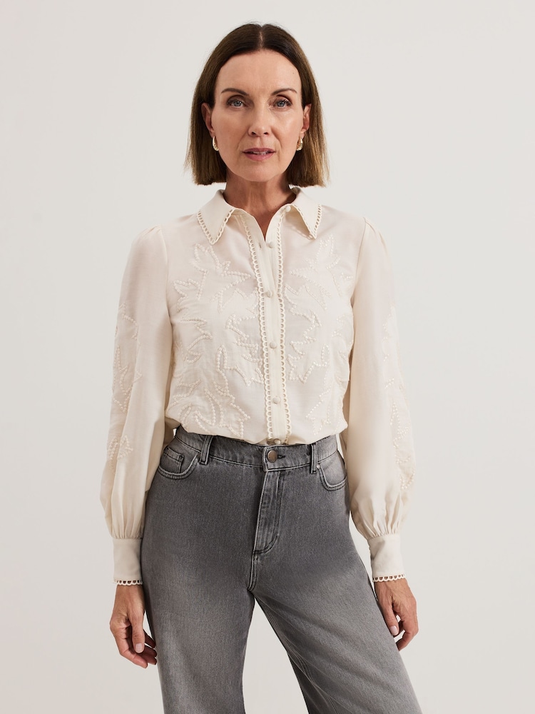 Phase Eight Cream Aneira Sequin Blouse - Image 1 of 7