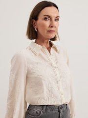 Phase Eight Cream Aneira Sequin Blouse - Image 4 of 7