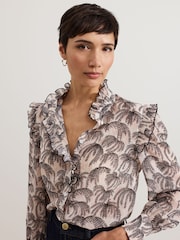 Phase Eight Black Serena Frill Blouse - Image 2 of 7