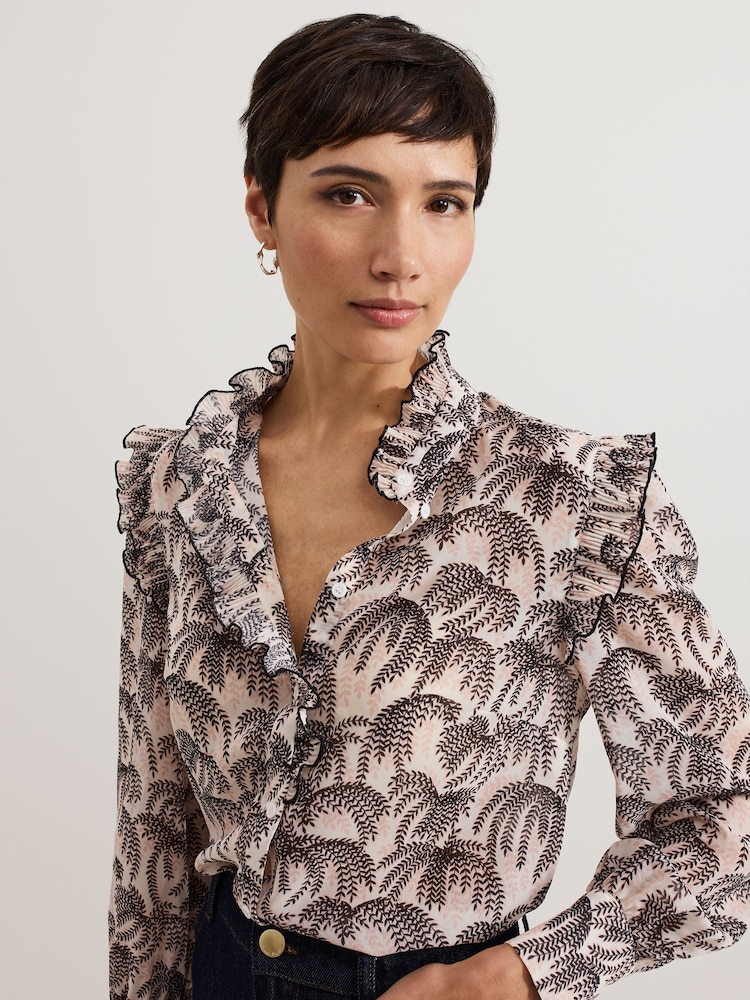 Phase Eight Black Serena Frill Blouse - Image 2 of 7