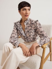 Phase Eight Black Serena Frill Blouse - Image 6 of 7