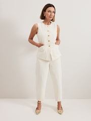 Phase Eight White Sophia 100% Cotton Waistcoat - Image 3 of 6