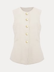 Phase Eight White Sophia 100% Cotton Waistcoat - Image 6 of 6
