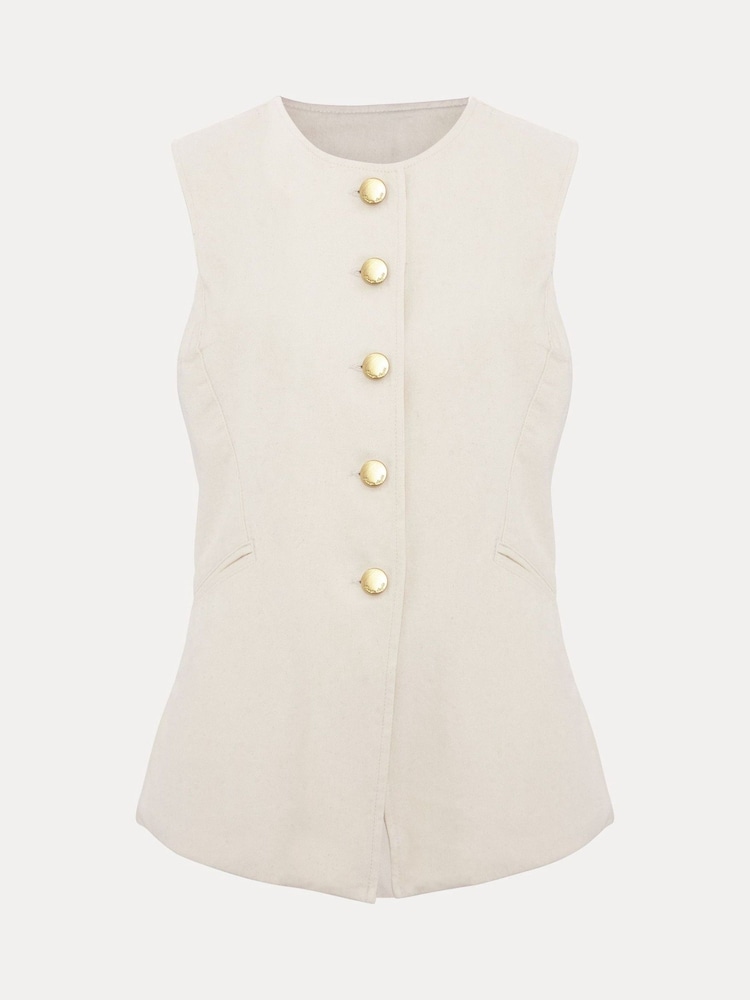 Phase Eight White Sophia 100% Cotton Waistcoat - Image 6 of 6