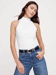 Banana Republic White Refined Mock-Neck Tank Top - Image 1 of 1