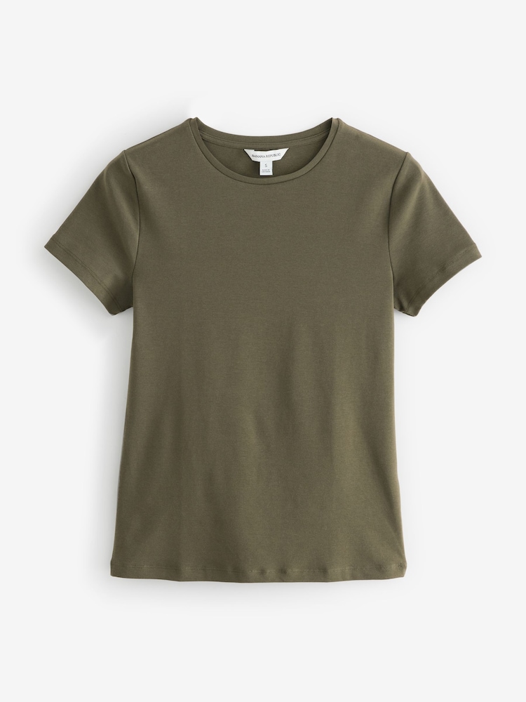 Banana Republic Khaki Green Refined T-Shirt - Image 1 of 2