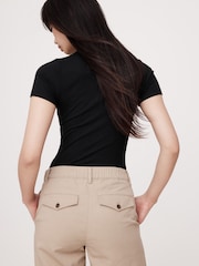 Banana Republic Black Ribbed Short-Sleeve T-Shirt - Image 2 of 4