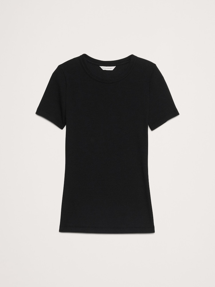 Banana Republic Black Ribbed Short-Sleeve T-Shirt - Image 4 of 4