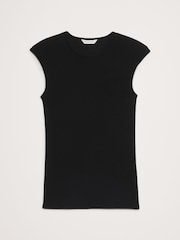 Banana Republic Black Ribbed Cap-Sleeve T-Shirt - Image 4 of 4