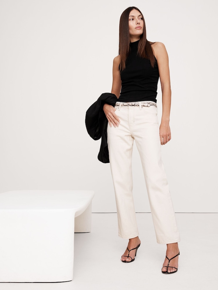 Banana Republic Black Refined Mock-Neck Tank Top - Image 1 of 4