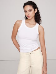 Banana Republic White Ribbed Tank T-Shirts - Image 1 of 1
