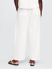 Gap White 100% Cotton Crinkle Gauze Easy Barrel Trousers - Image 2 of 8