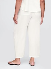 Gap White 100% Cotton Crinkle Gauze Easy Barrel Trousers - Image 6 of 8