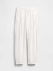Gap White 100% Cotton Crinkle Gauze Easy Barrel Trousers - Image 7 of 8