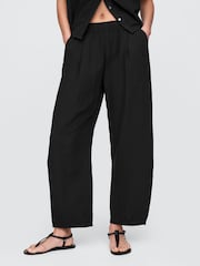 Gap Black 100% Cotton Crinkle Gauze Easy Barrel Trousers - Image 2 of 5