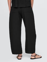 Gap Black 100% Cotton Crinkle Gauze Easy Barrel Trousers - Image 3 of 5