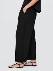 Gap Black 100% Cotton Crinkle Gauze Easy Barrel Trousers - Image 4 of 5