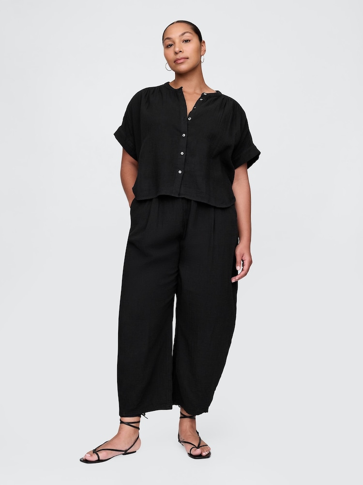 Schwarz - Gap – Easy – Hose mit Barrel-Hosenbein aus 100 % Baumwoll-Crinkle-Gaze - Bild 5 von 5 Schwarz - Gap – Easy – Hose mit Barrel-Hosenbein aus 100 % Baumwoll-Crinkle-Gaze - Bild 5 von 5