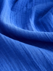 Gap Blue 100% Cotton Crinkle Gauze Easy Barrel Trousers - Image 10 of 11