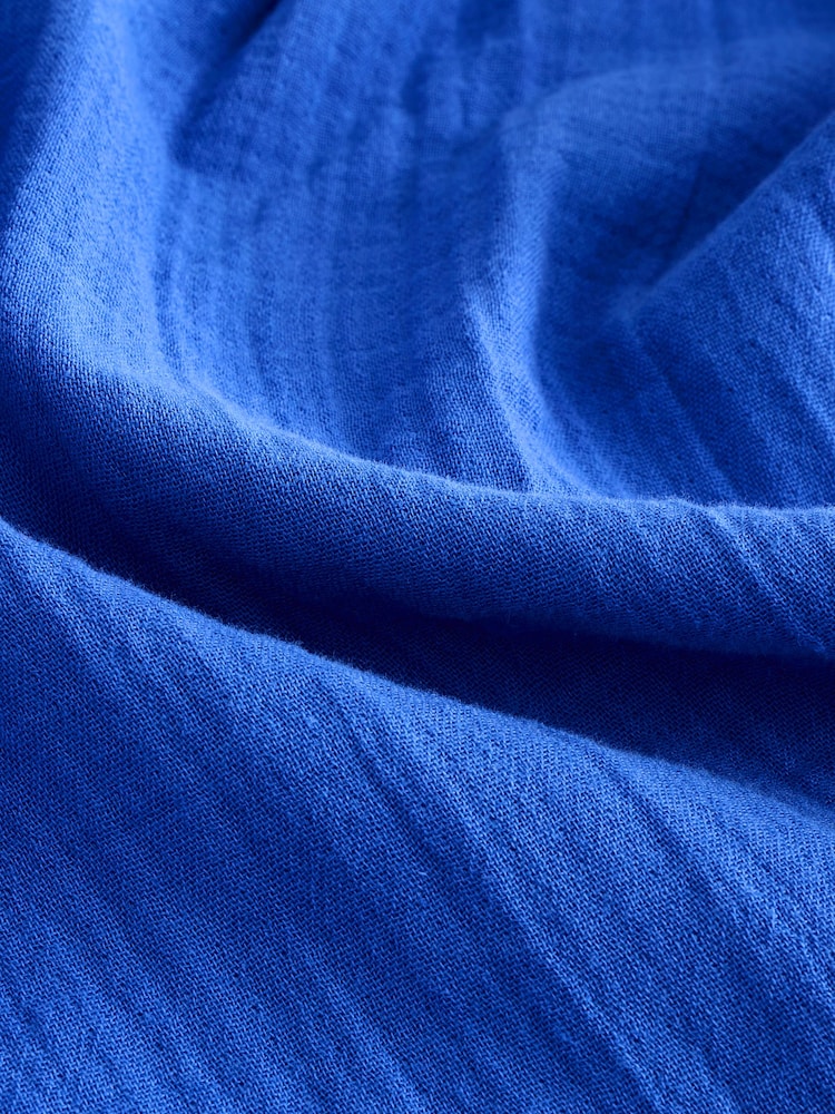 Gap Blue 100% Cotton Crinkle Gauze Easy Barrel Trousers - Image 8 of 8