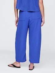 Gap Blue 100% Cotton Crinkle Gauze Easy Barrel Trousers - Image 6 of 11