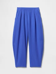 Gap Blue 100% Cotton Crinkle Gauze Easy Barrel Trousers - Image 7 of 11